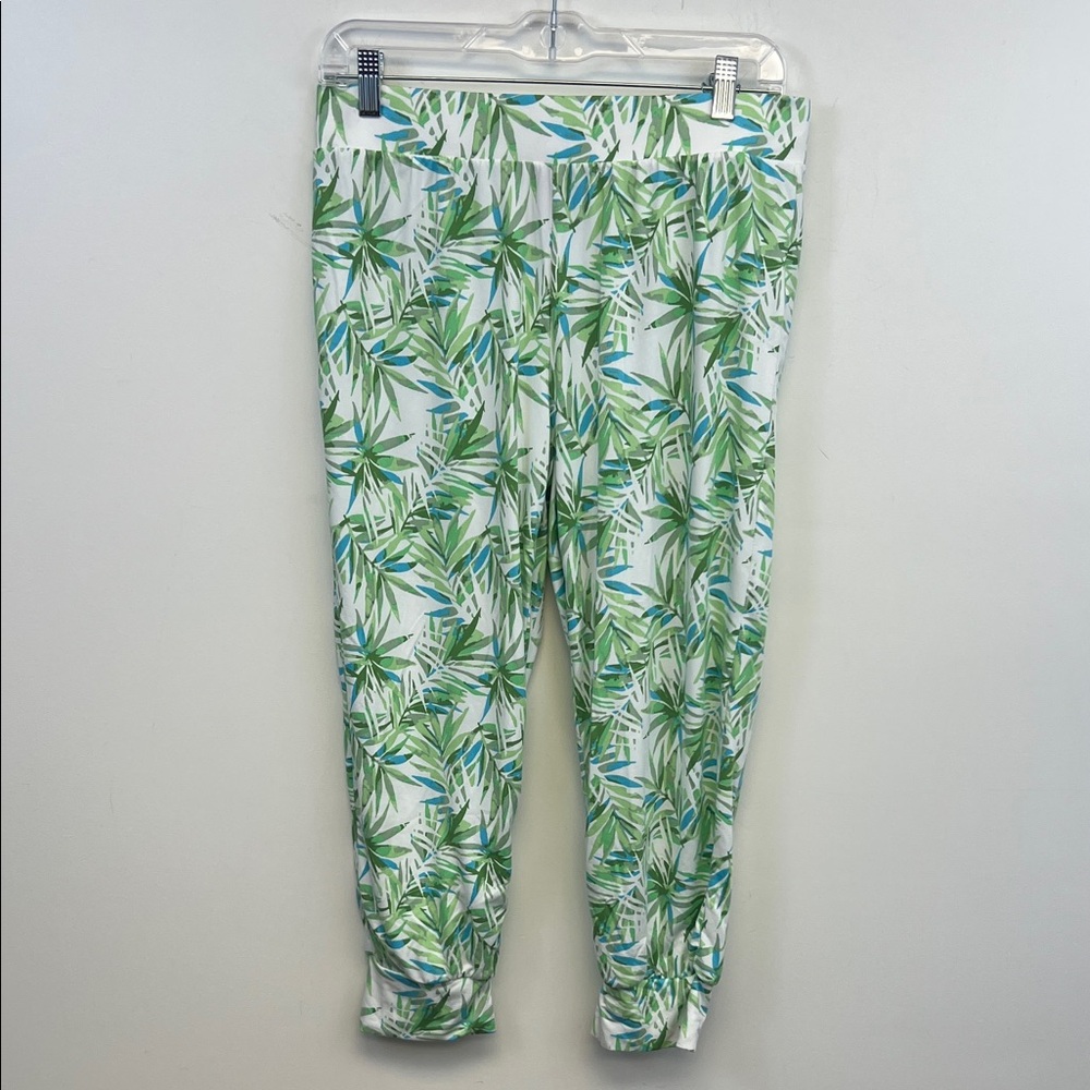 Cynthia Rowley Tropical Palm Leaves Green White and Blue Pajama set Size M - Picture 5 of 16